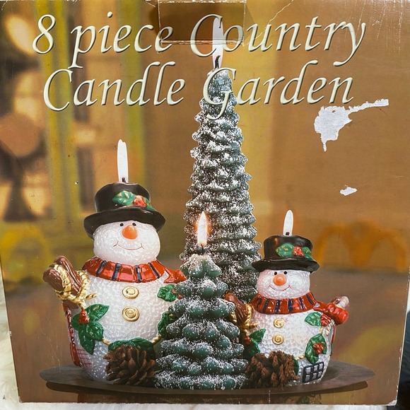 Christmas Candle Garden Vintage Eight Piece Country‎ Candle Garden with Tray - Picture 9 of 11